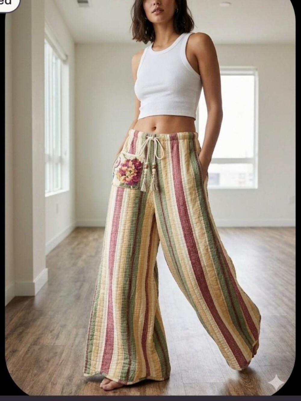 Upcycled Quilt Palazzo Pants Sz M-L Handmade Dont Throw It Out